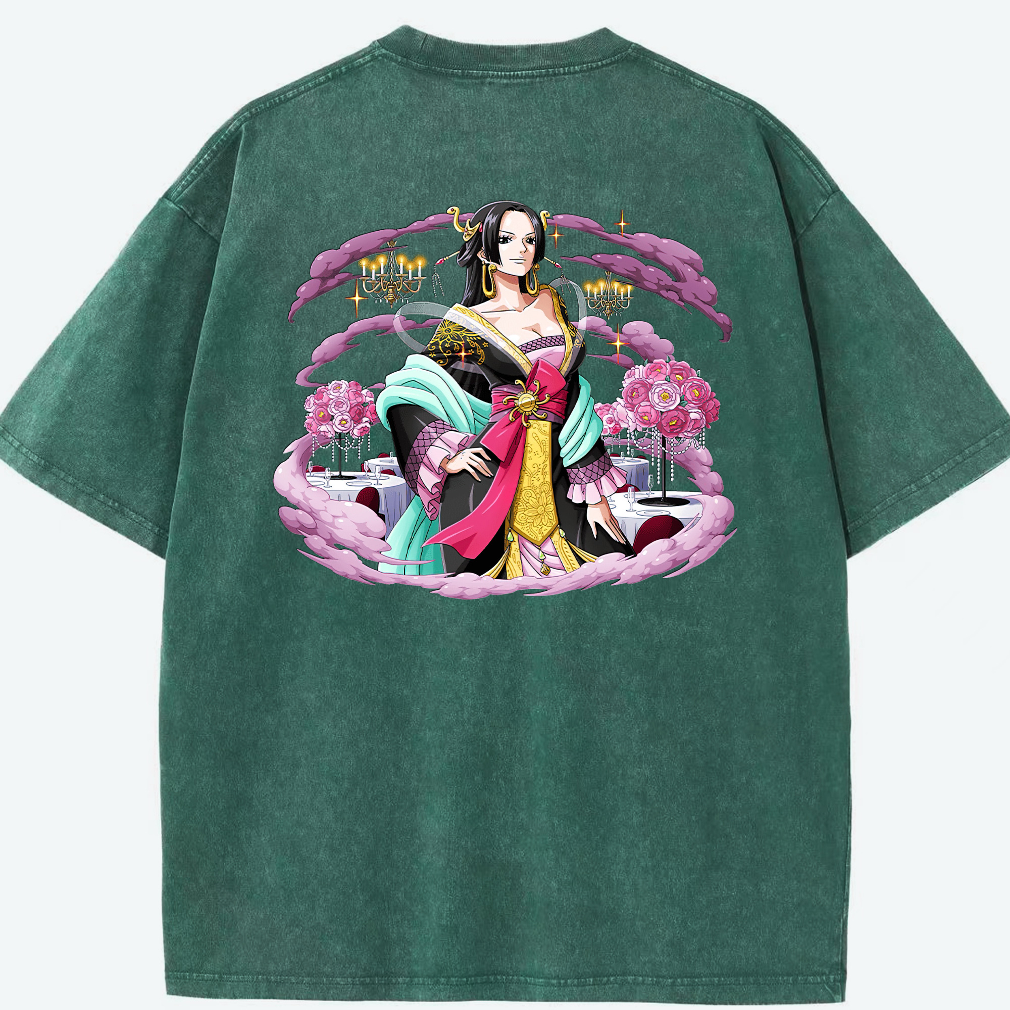 ワンピース ボア・ハンコック ONE PIECE Boa·Hancock 綿100% ヴィンテージ風 半袖Tシャツ（背面プリント）